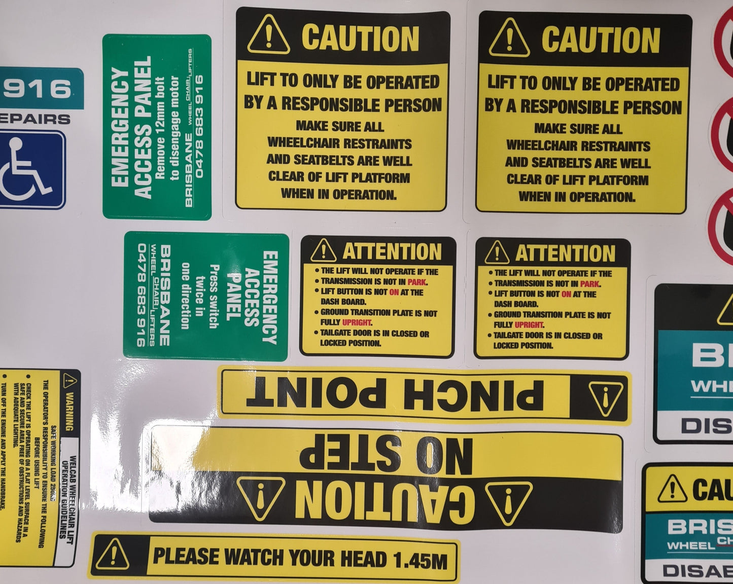 Toyota Hiace Welcab Safety Stickers (POA)