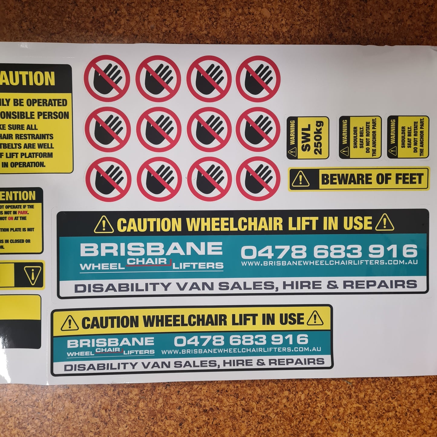 Toyota Hiace Welcab Safety Stickers (POA)